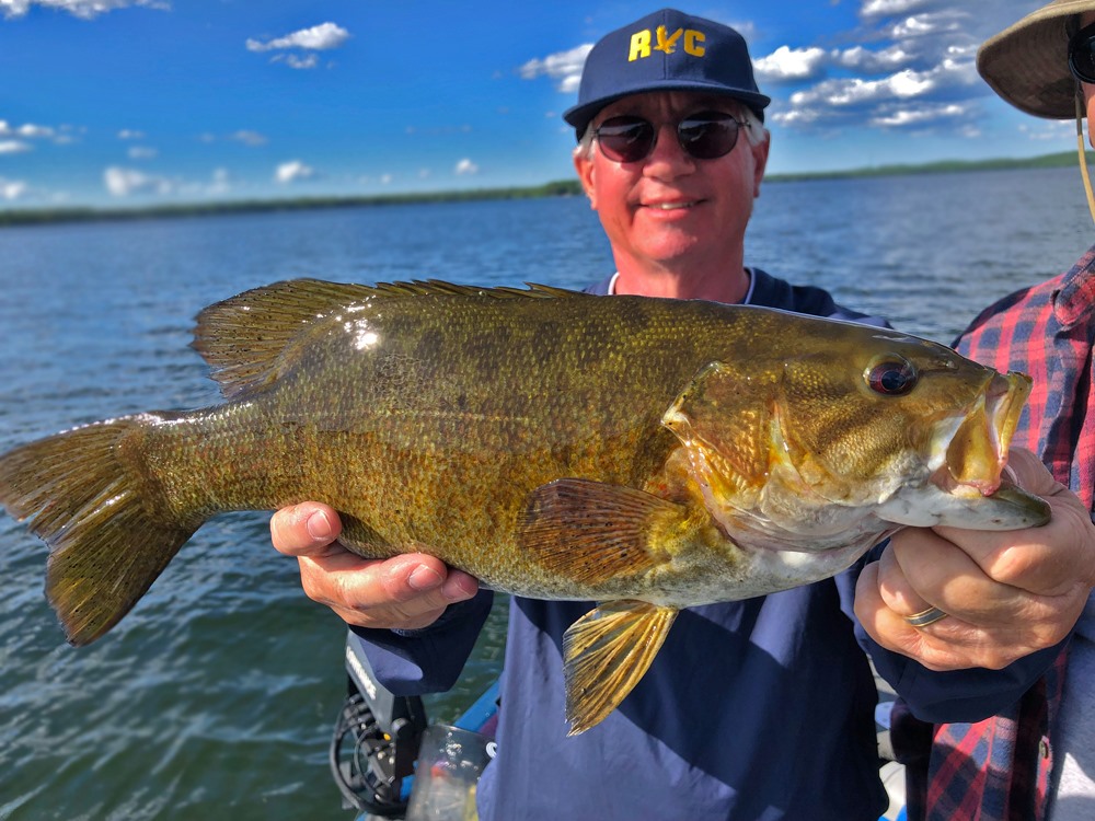 Popping bugs for big smallmouth in June. Early summer fly rod bite